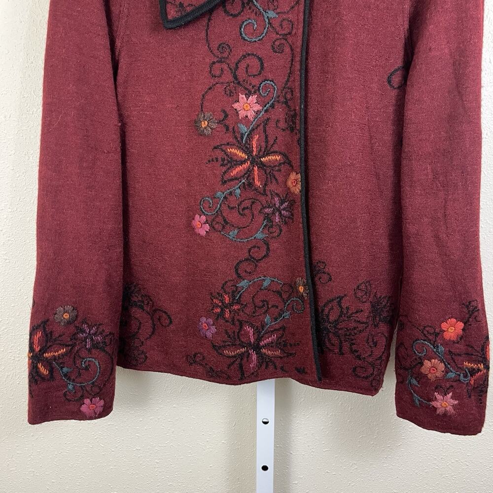 Caamano Alpaca Floral Embroidered Jacket Womens L Large Folkcore Art To Wear - Picture 4 of 9